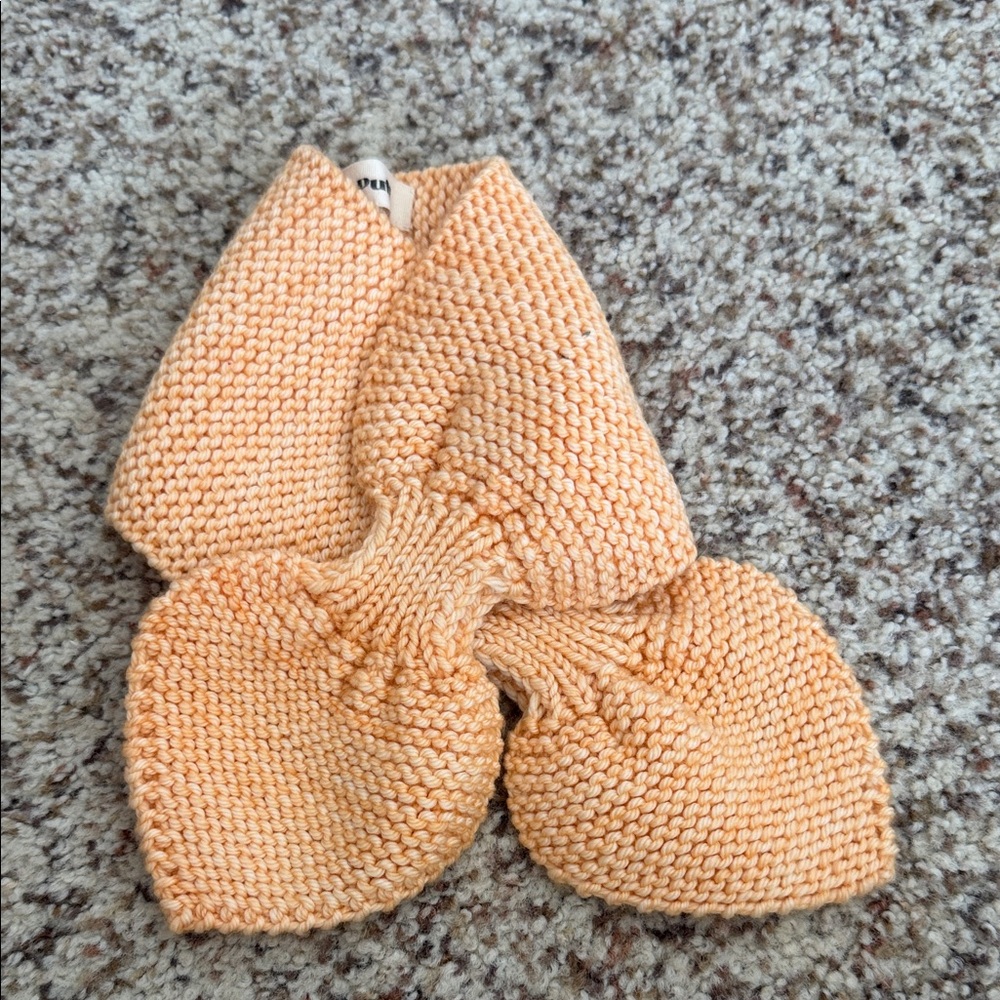 Misha and puff sledding scarf kids Cozy Knit Scarf in Peach